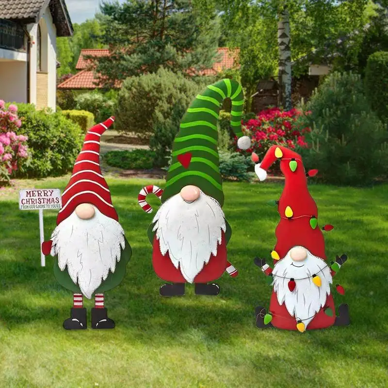 

Metal Gnome Yard Sign Christmas Faceless Gnomes Outdoor Decorations Swedish Tomte Stake Yard Decor For Garden Lawn Patio Park