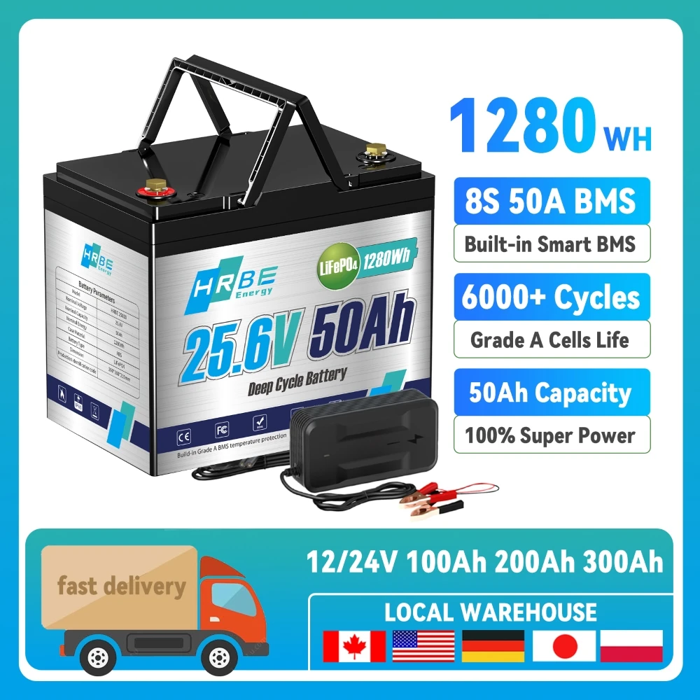 Литиевая батарея LiFePO4 24 в 6000 Ач Втч + циклов 12 В с BMS для дома