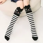 Детские длинные хлопковые носки с мультяшными животными, детские чулки с котенком для девочек