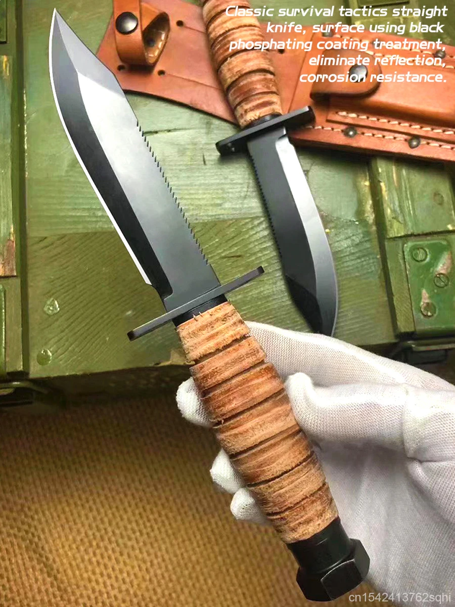 Классический тактический прямой нож для улицы из высокоуглеродистой стали -