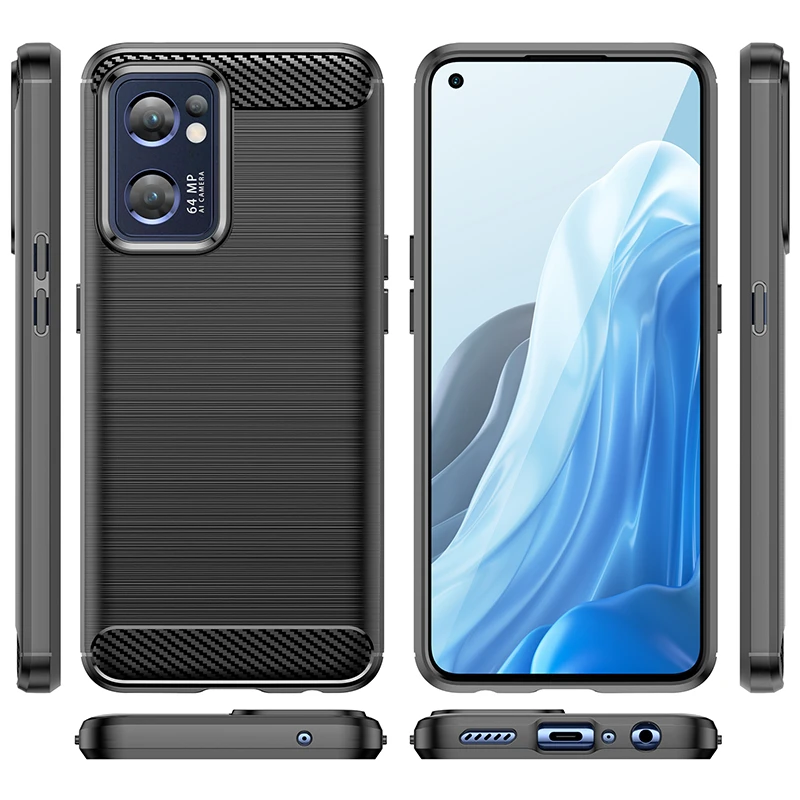 For Cover Oppo Find X5 Lite Case For Oppo Find X5 Lite X5Pro Bumper Silicone Carbon Fiber Back Case For Oppo Find X5 Lite Cover