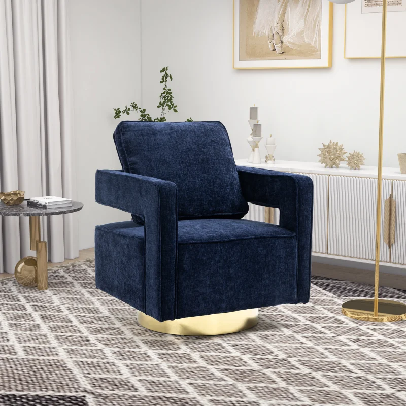 

30.7"W Swivel Accent Open Back Chair Modern Comfy Sofa Chair with Gold Stainless Steel Base for Nursery Bedroom