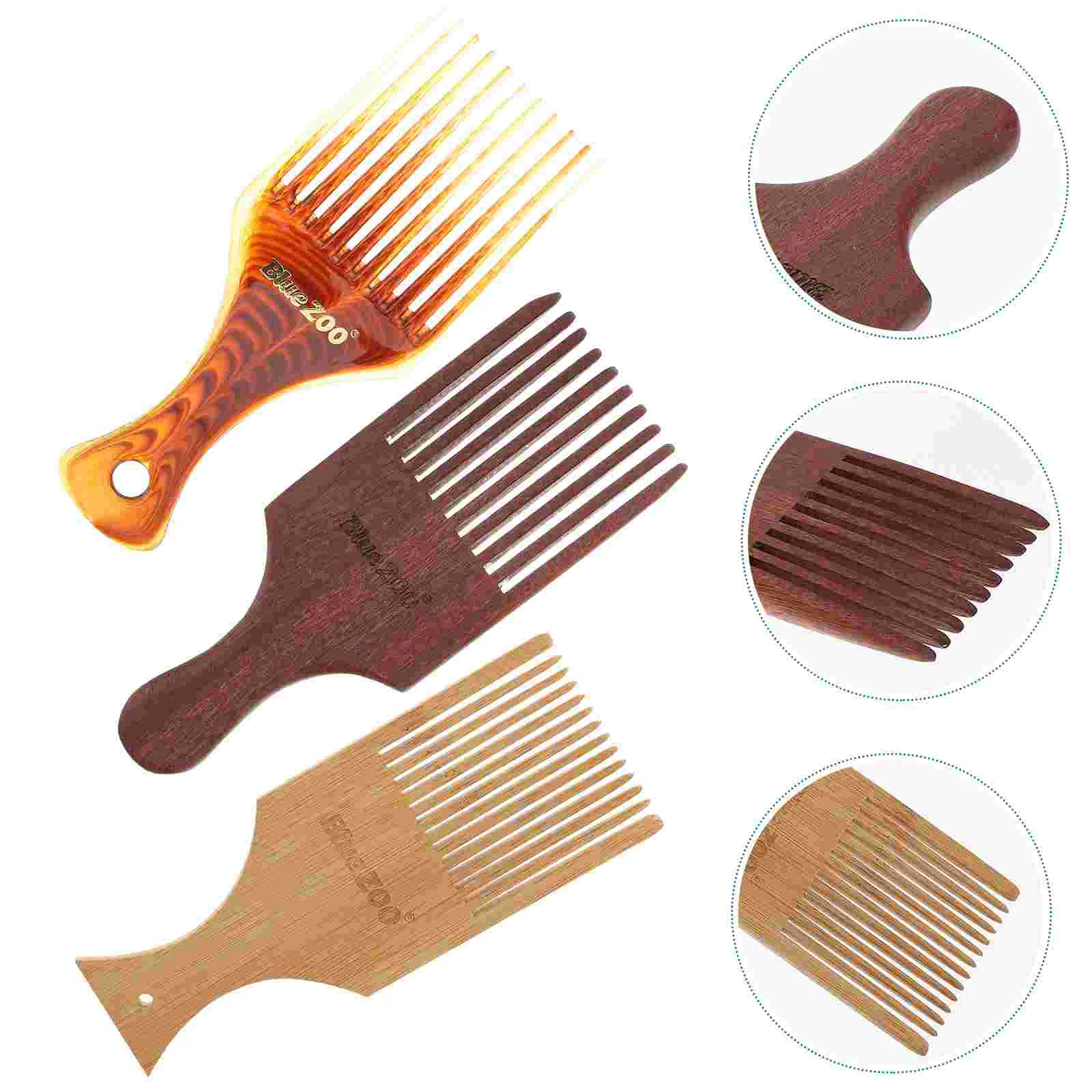 

Comb Hair Afro Pick Menbrush Wideset Picks Hairdressing Wooden Lift Detanglingdetangler Black Braid Frizzafricandetangle Wavy