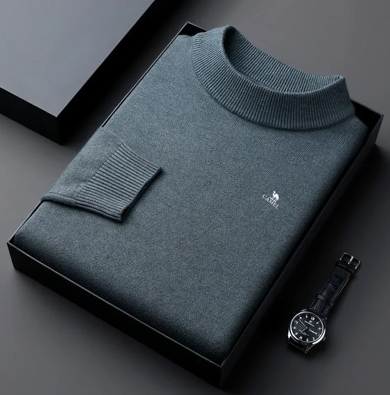 Осенне-зимний вязаный свитер мужской 2024 новый пуловер однотонная рубашка
