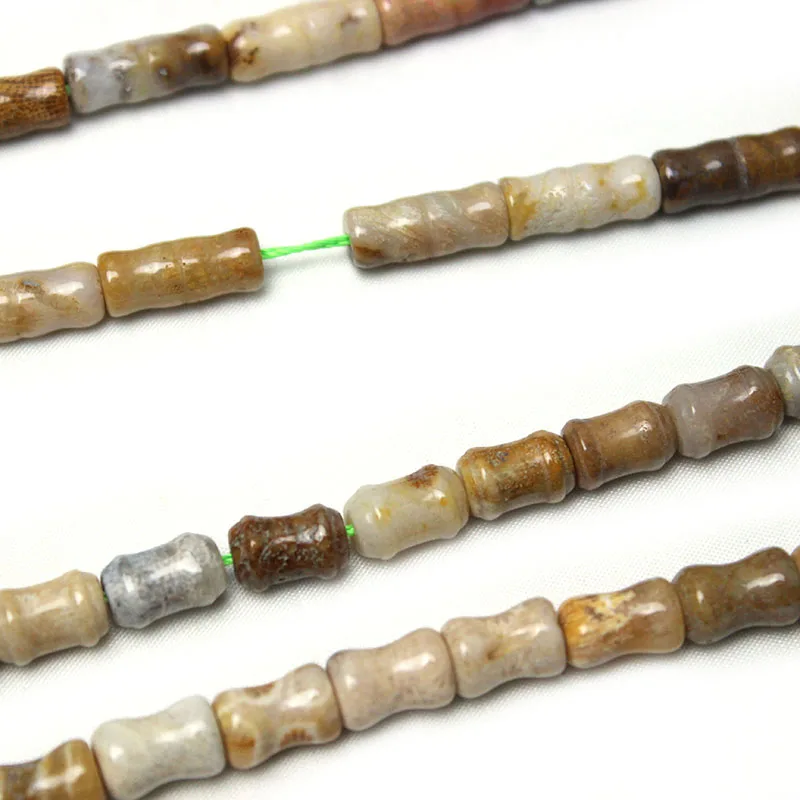 Natural Stone Bamboo Joint Shape Yellow Chrysanthemum Coral Jades Loose Spacer Beads For Jewelry Making DIY Bracelet Necklace images - 6