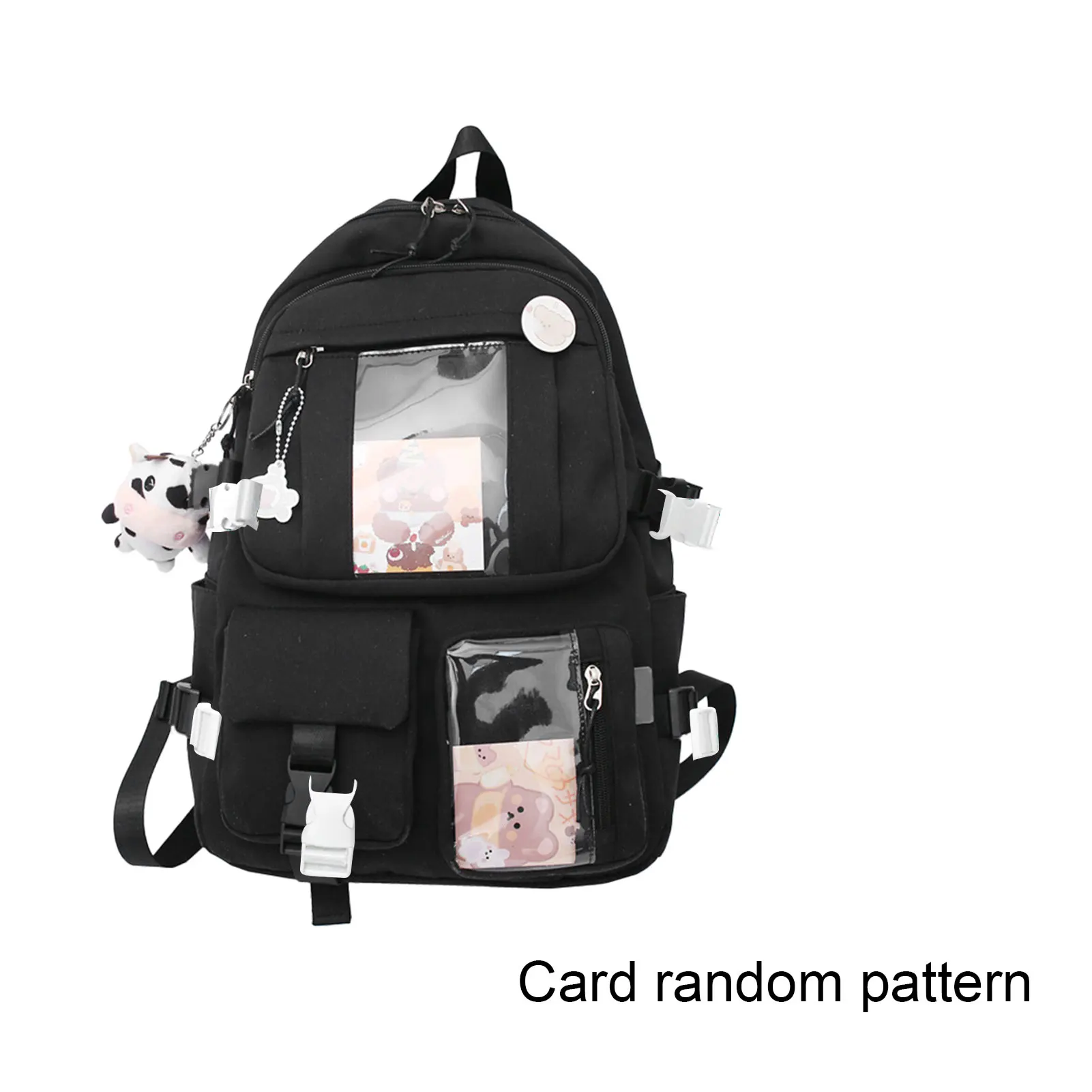 

Girls Daypack Cute Kawaii Large Capacity Portable School Backpack Travel Casual Fashion With Plush Pendant Bookbag College