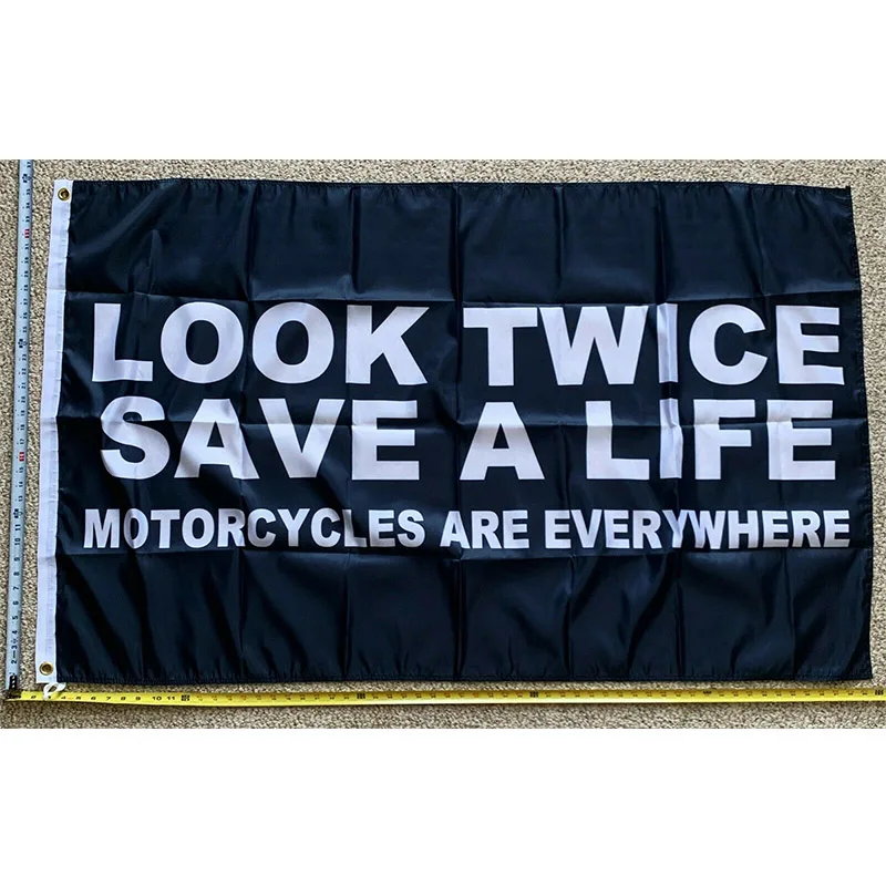 

Beer Flag FREE SHIPPING Look Twice Save Life Motorcycles are Everywhere Busch Bud Sign Sign 3x5' yhx0386