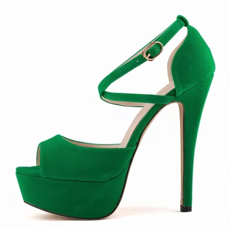 

Liyke Summer Platform Gladiator Green High Heels Stiletto Women Sandals Sexy Peep Toe Slingback Pole Dance Shoes Pumps Size 42