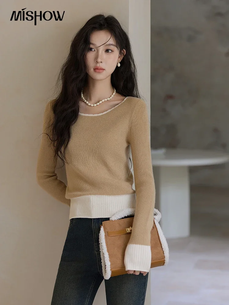 MISHOW минималистичный теплый свитер для женщин 2024 осень-зима простые базовые