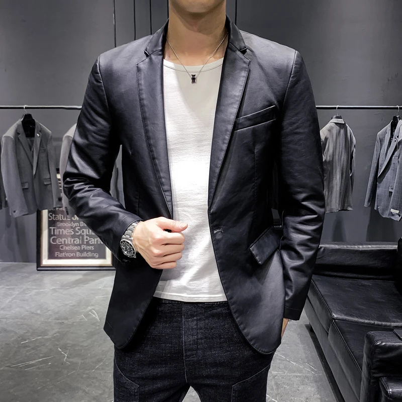 

2022 Men's Leather Jackets Fashion Mens Motorcycle Jacket Spring Autumn Casual PU Jacket Korean Slim Bomber Coat Mens Overcoat