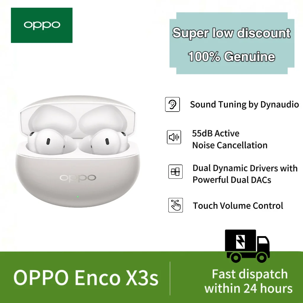 Фото Беспроводные наушники OPPO Enco X3s, звук Dynaudio, шумоподавление 55 дБ, AI-перевод, аудио высокого разрешения LHDC 5.0, 45 часов работы от батареи, Bluetooth 5.4 №1