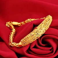 brand new 18k yellow gold plated bracelet for women sand gold buckle hollow bridal bracelet bangles wedding high jewelry gift