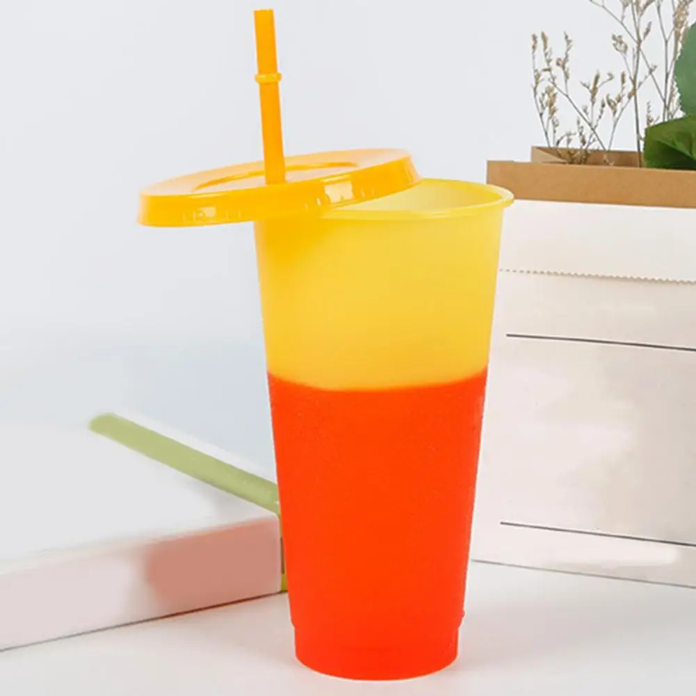 

Useful Non Slip with Lid Straw Large Capacity Discoloration Cup Discoloration Cup Color Changing Bottle 720ml