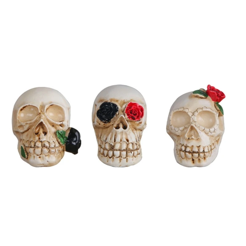 

Unique Resin Skull Ornaments with LED Electronic Lights Stylish Halloween Decors