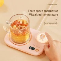 lovely cat 3 gear temperature 8 hours auto off coffee milk water mug warmer heating cup coaster mat with night light cup heater