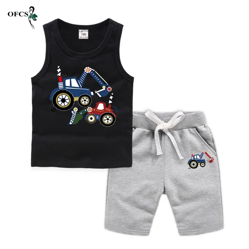 

Summer Children's Clothes Kids Suit Tees + Shorts 2Pcs/Set Teenager Cotton Vest And Beach Sweatpants Seller Girls Boys Tracksuit