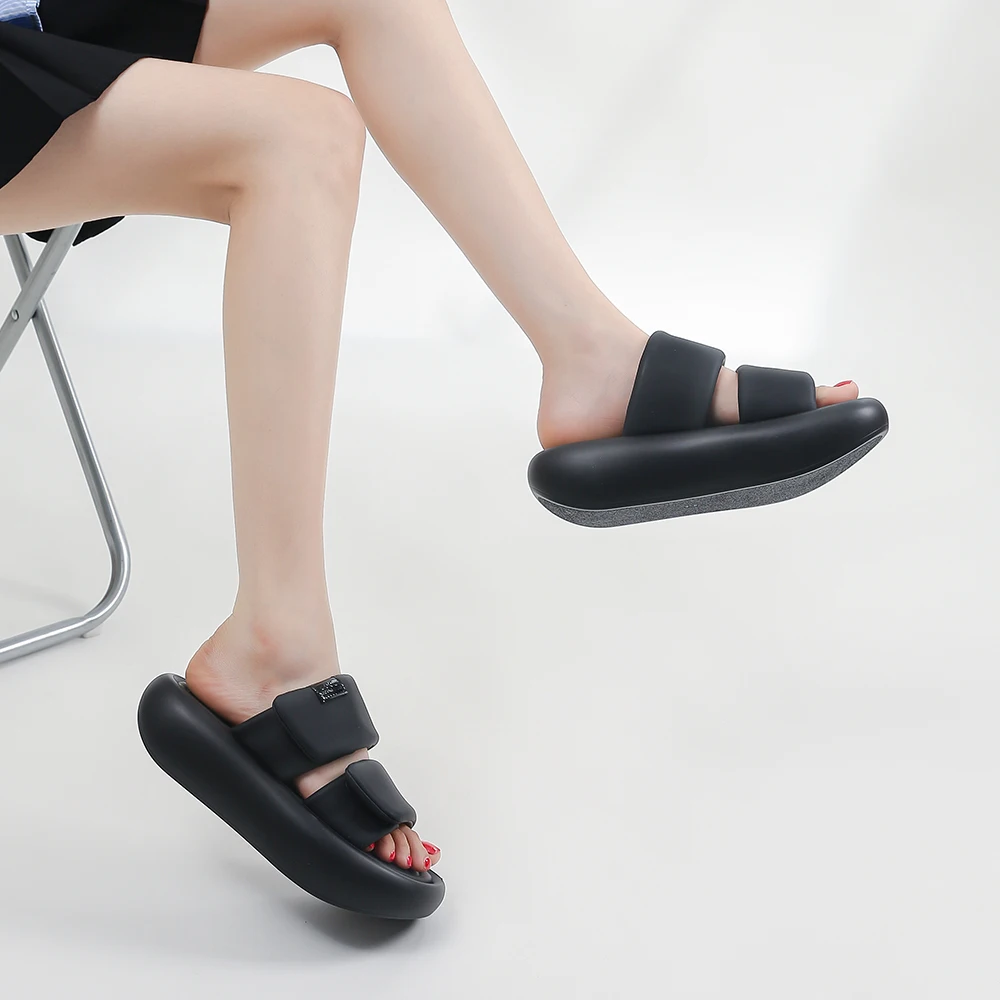 SOMILISS Summer Platform Sandal Women Slipper Hook And Loop Fastener Environmental Microfiber Leather Lady Flat Casual Shoes