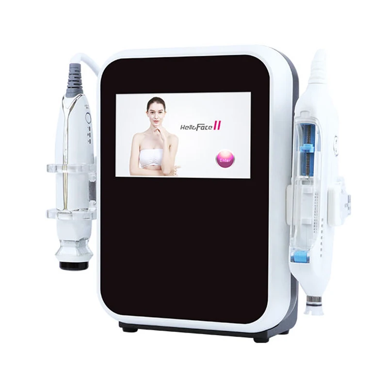 

Hello Face-máquina de belleza para el cuidado de la piel, dispositivo de mesoterapia 2 en 1 Meso RF, estiramiento de la piel, Hi