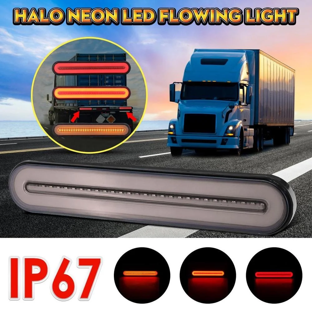 

2Pcs LED Halo Neon Flowing Light 100LED 12-24V Tail Brake Light Flowing Turn Signal Light Waterproof Car Truck Trailer