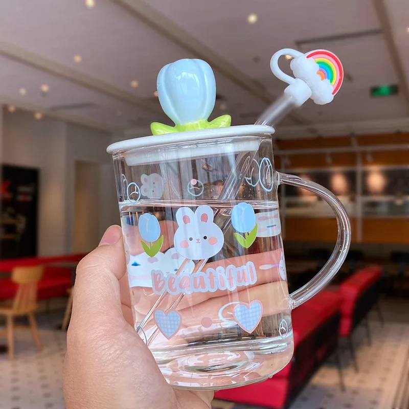 

Cute High Borosilicate Straw Mug Cute Rabbit Cup Female Couple Mugs Cups of Coffee Glass Cups Original Mugs Free Shipping Cupshe