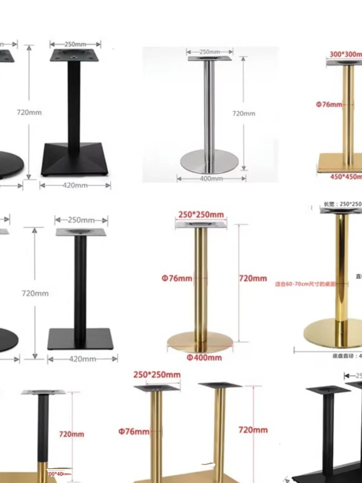 Кронштейн на ножке для стола каменная плита с покрытием из нержавеющей стали