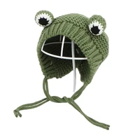 solid color cartoon frog knitted hat winter warm hat cap beanie hat for kid boy and girl 75 beanie designer hat baby hat