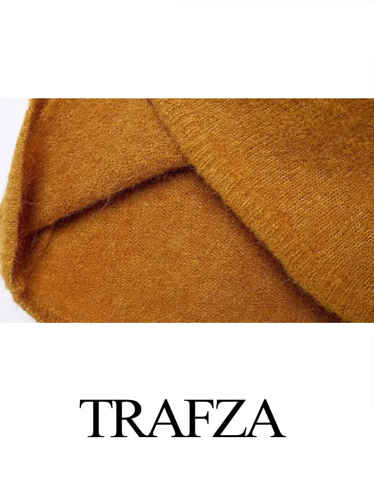 TRAFZA 2024 осенний женский модный свитер костюмы для вязания новый однотонный