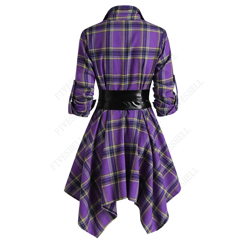 Женское платье-рубашка с длинным рукавом повседневное винтажное платье в