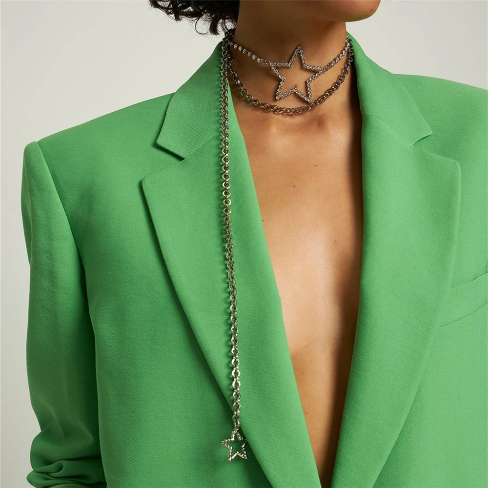 

Classic five-pointed star Shape Rhinestone Necklace Wedding Accessories Fashion Crystal Chain Necklace Ornaments Wholesale