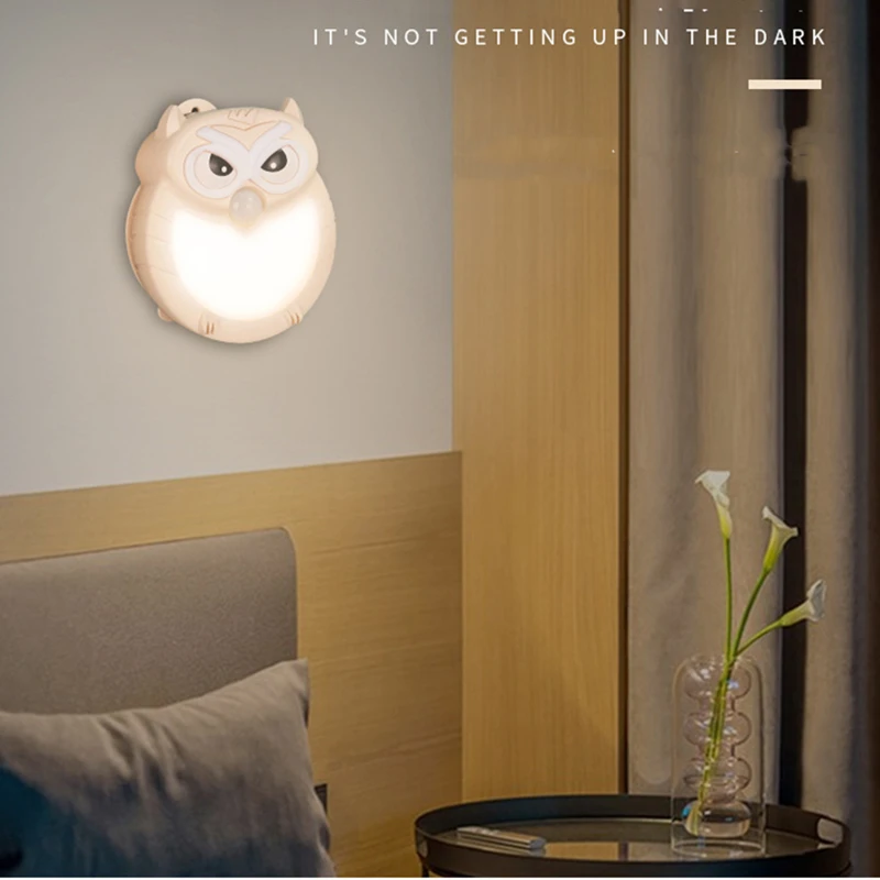 

Носветильник светильник в виде совы для гардероба, шкафа, с датчиком движения