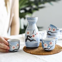 1 pot 4 cups japanese plum blossom liquor wine set sake set ceramic wine pot with drinking cup flagon suitable for gifts