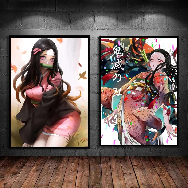 

Canvas Artwork Painting Demon Slayer Kamado Nezuko Birthday Gifts Room Home Aesthetic Poster Prints And Prints