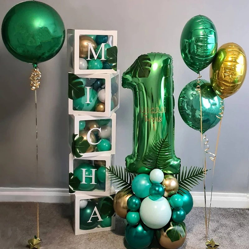 

Wild One Animal Balloons with Figure Balloon Box for Boy's Jungle Safari Forest Party Decoration Kids 1st Birthday Supplies