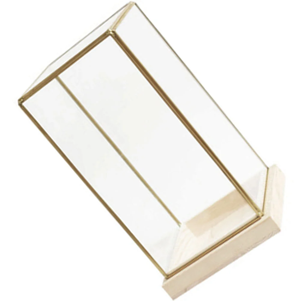 

Vintage Glass Cover Table Top Craft Holder Figurine Transparent Box Toys Model Desktop Display Rack Household Case