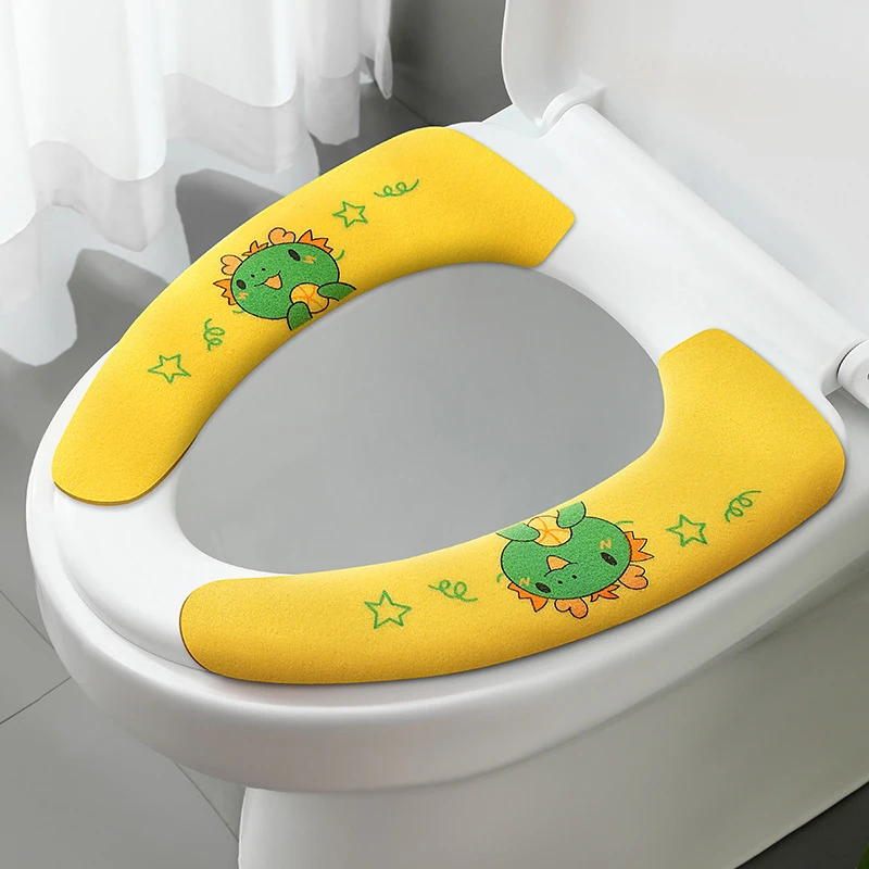 

Universal Toilet Seat Cover Soft WC Paste Toilet Sticky Seat Pad Washable Bathroom Warmer Seat Lid Cover Pad Cartoon Cushion