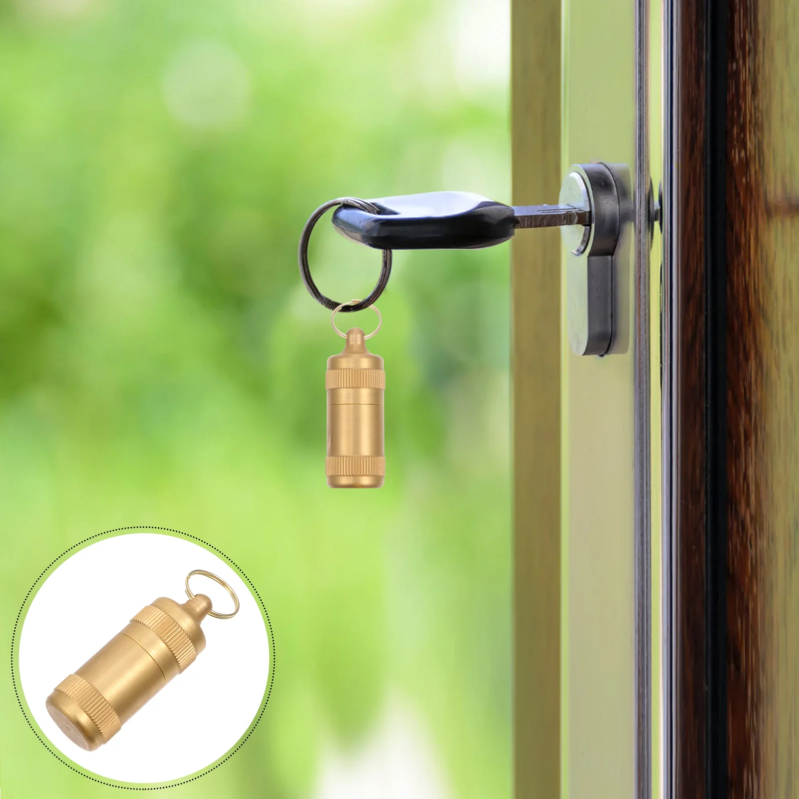 

Holder Case Keychain Travel Outdoor Box Brass Organizer Bottle Mini Container Pillbox Tube Dispenser Survival Storage Day