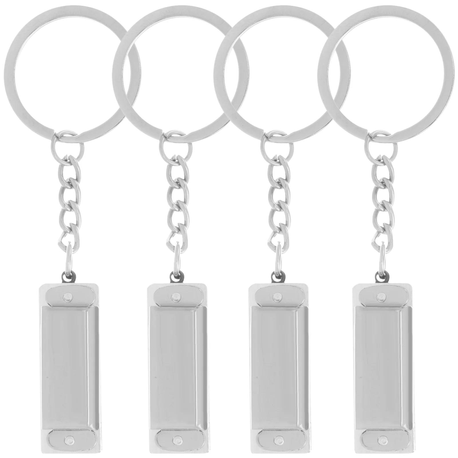 

4 Pcs Metal Wallets Bag Pendant Key Ring Harmonica Chain Decorate Keychain Backpack Child Keyring