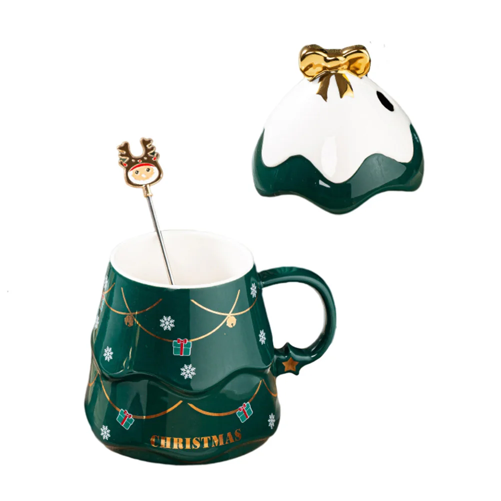 

Mug Coffee Ceramic Christmas Cup Mugslid Tree Cups Decorative Cerealconvenient Santa Water Uniquegift Drink Tea Tableware