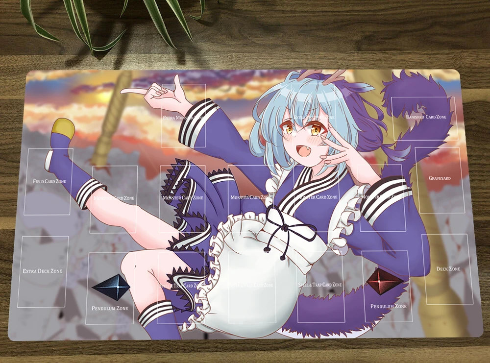 

Board Game YuGiOh Playmat Laundry Dragonmaid TCG CCG Mat Trading Card Game Mat Rubber Mouse Pad Table Desk Mat Free Bag 60x35cm