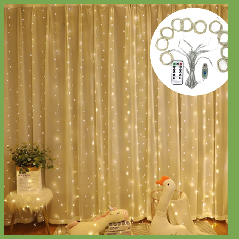 

2022New LED Fairy String Lights Curtain Garland USB Festoon Remote Christmas Decoration for Home New Year Lamp Holiday Decorativ