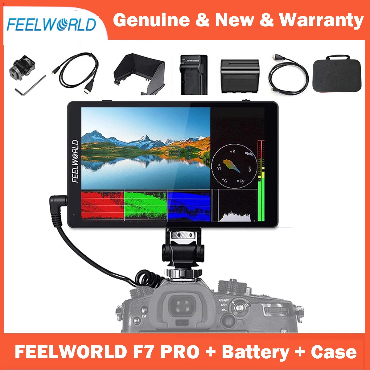 

FEELWORLD F7 PRO 7“ 3D LUT Touch Screen 4K 60Hz HDMI DSLR Camera Field Director Monitor 1920x1200 IPS F970 External Power Kit