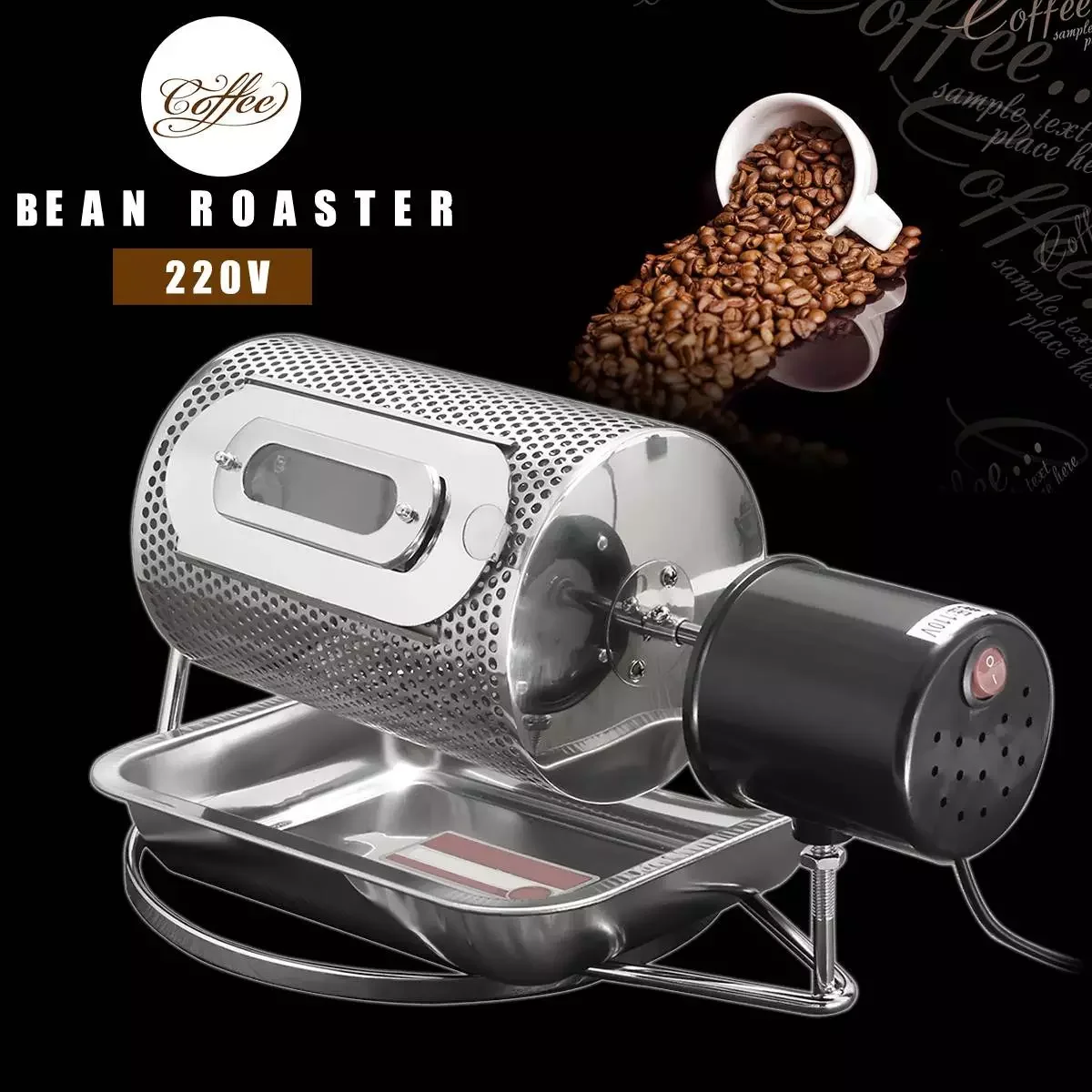 

Becornce 220V Electric Coffee Roaster stainless steel coffee bean roast machine Popcorn Nuts Grains Beans Baking Rotation