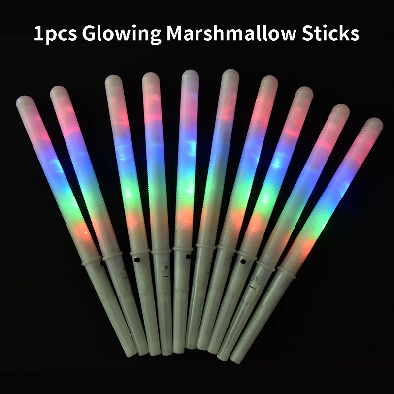

1Pc Stylish Colorful Marshmallow Glow Stick LED Light Up Cotton Candy Cones Colorful Glowing Marshmallow Sticks Impermeable