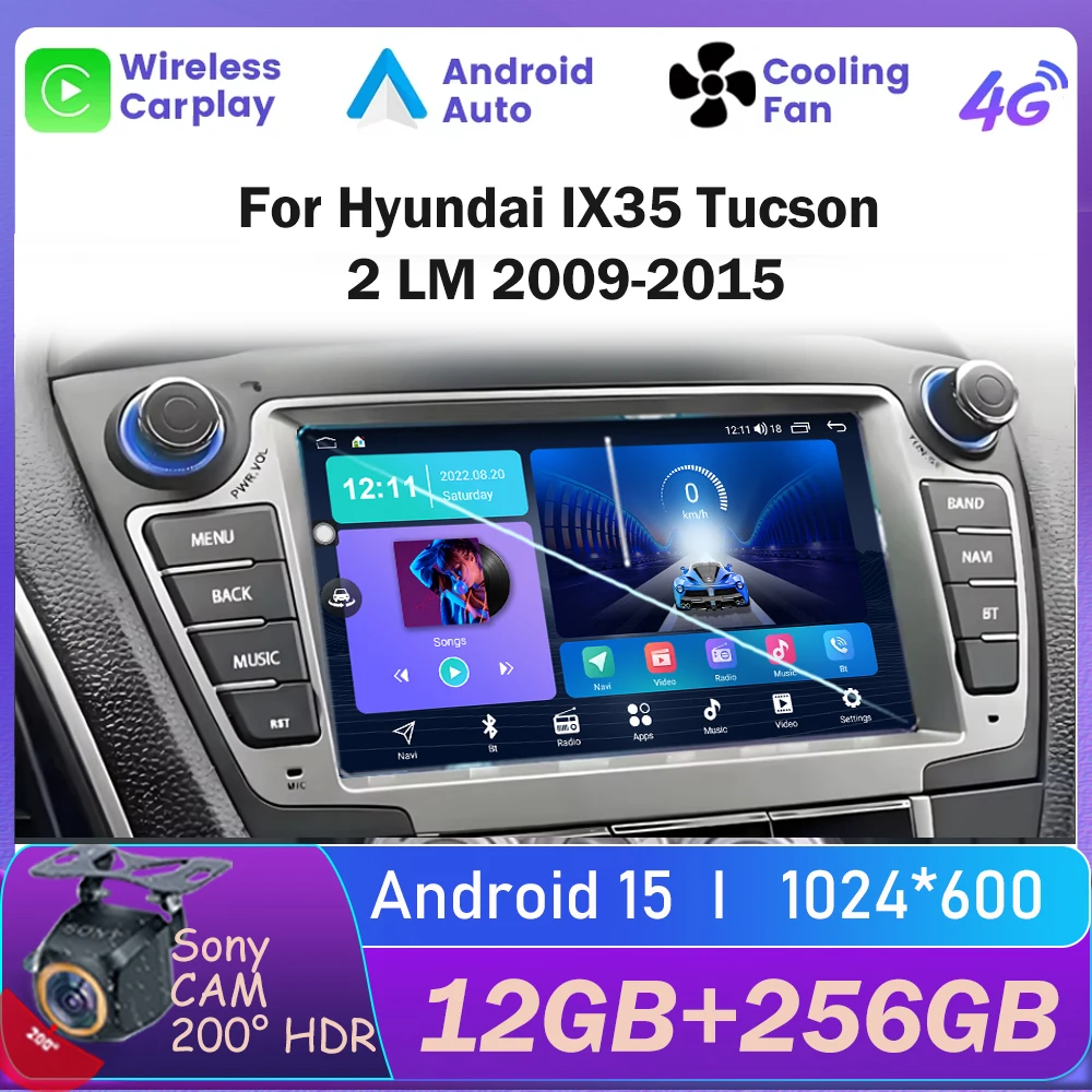 Фото Автомобильный радиоплеер Android 15, мультимедийный Wi-Fi Bluetooth для Hyundai IX35 Tucson 2 LM 2009-2015, обновление авторадио, Wi-Fi DVD №1