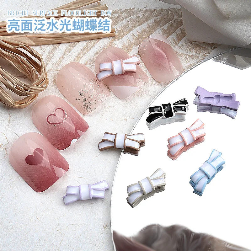 

10Pcs 3D Bowtie Shaped Nail Alloy Decals Stickers 13x5mm 8 Colors Bowknot Cute Design Metal Charms Jewelry For Nail Supplies