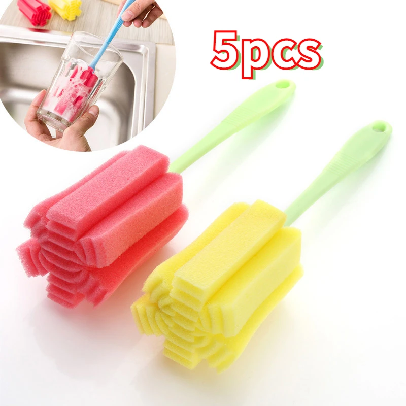 

5Pcs Cup Brush Kitchen Cleaning Tool Sponge Brush For Wineglass Bottle Coffe Tea Glass Cup Mug handle Brush