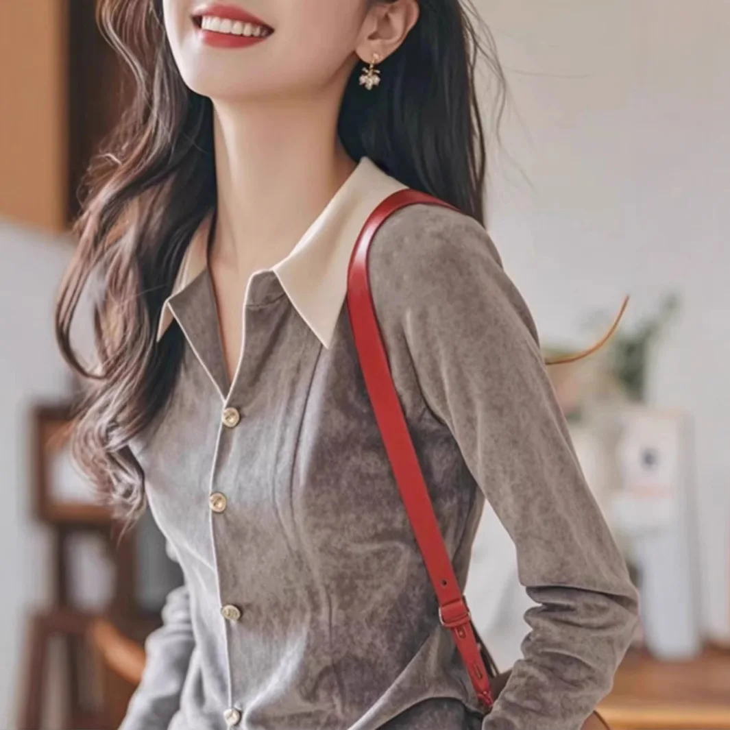 Осень-зима 2024 модная и уникальная шикарная верхняя рубашка в иностранном стиле