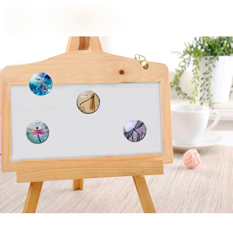 30 мм Красивая синяя стрекоза магнит на холодильник Декор животное стекло