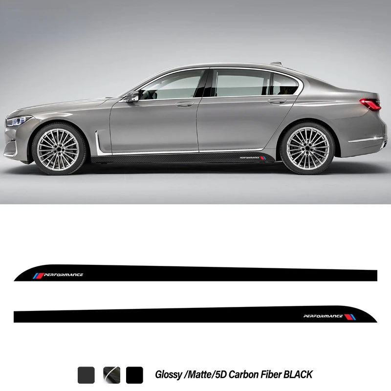 

2 Pcs Car Door Side Stripes Skirt Sticker Vinyl M Performance Decal For BMW F01 F02 G11 G12 7 Series 730 740 750 760 Accessories