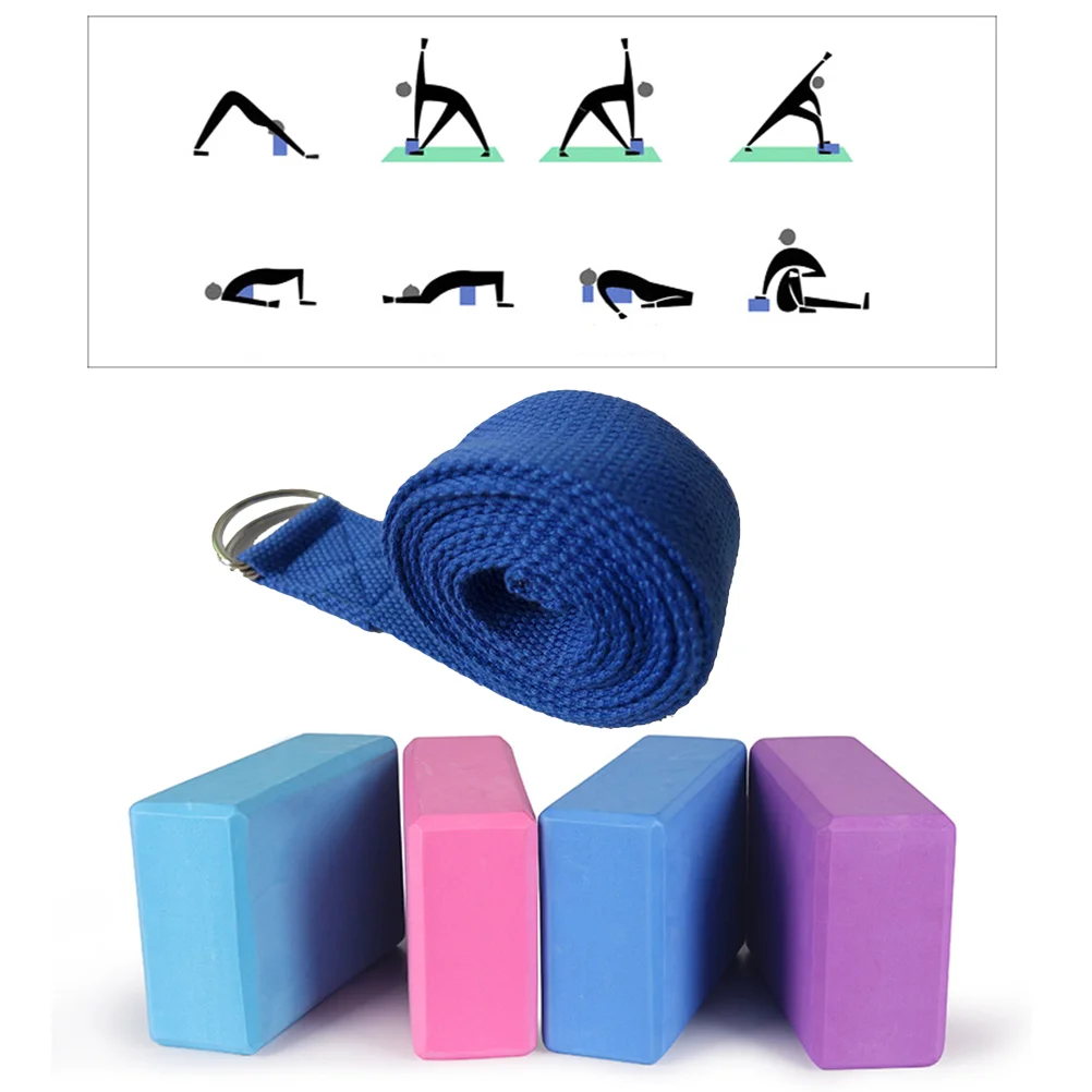 

Yoga Blocks and Yoga Strap Set EVA Comfortable Firm Blocks with Lightweight Suit for Yoga Pilates Enthusiasts(Dark Blue)